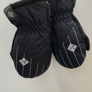 Cozy Black Kids Mittens with Embroidered Design